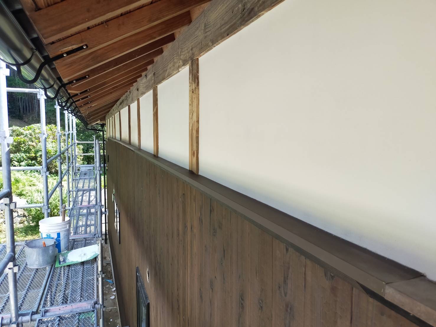 【一般左官工事】<br>外壁漆喰塗りの写真