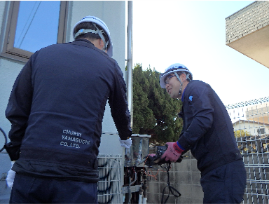 業務準備出発⇒午前中の現場作業の写真